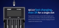 XTAR VC4SL Li-ion/Ni-Mh/Ni-Cd 4 csatornás gyorstöltő USB kábellel